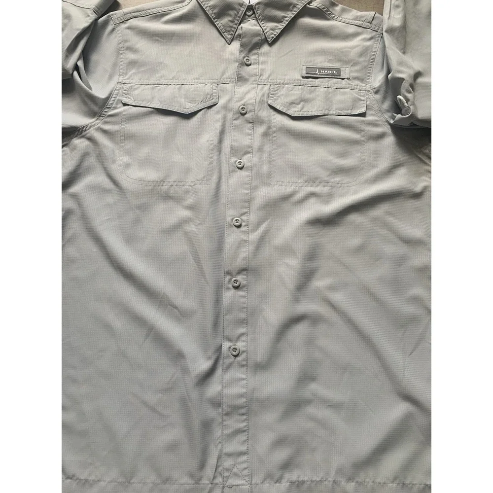 Habit Men's River Guide Lg Sleeve Fishing Shirt M-Solar Factor Grey‎ Lightweight